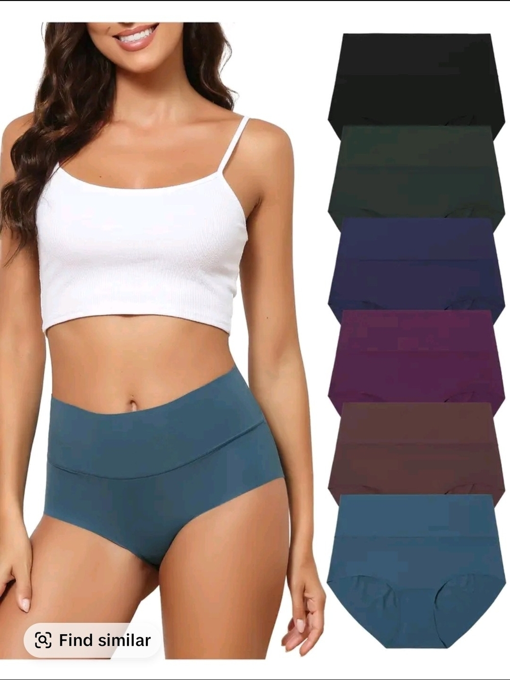 Seamless High-Waist Comfort Panties - Teal & Multi-Color Pack